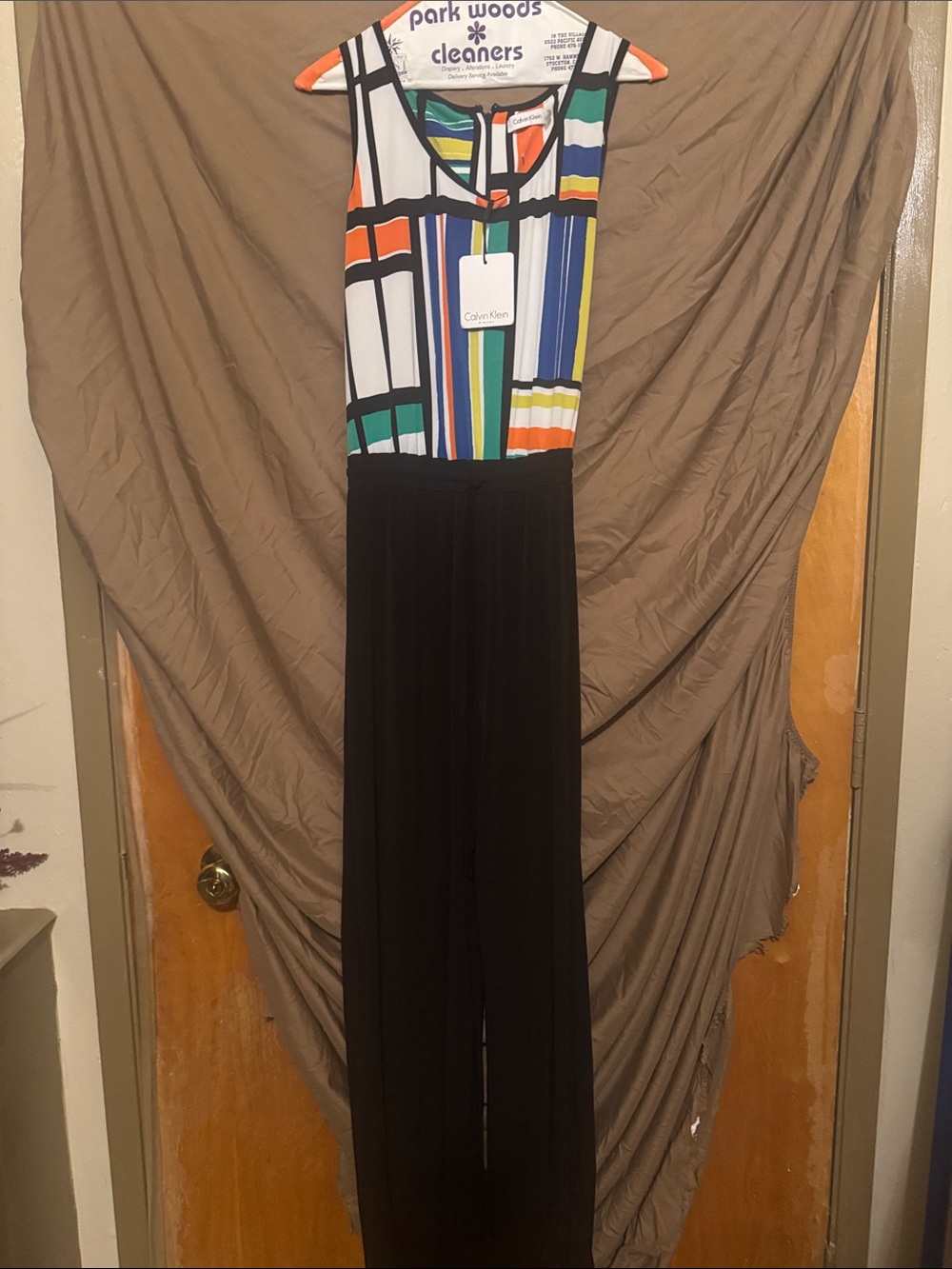 Calvin Klein Multicolor Geometric Tank Jumpsuit with Black Pants
